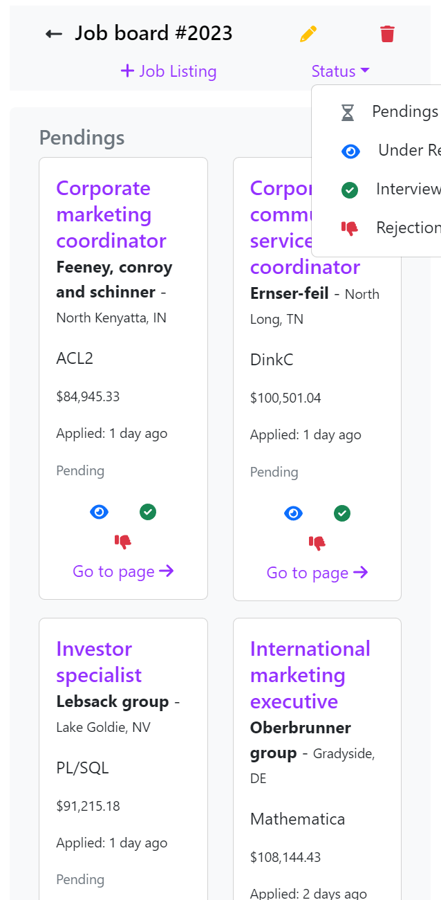 Image showcasing the functionality of JobRecorder's job tracking management.